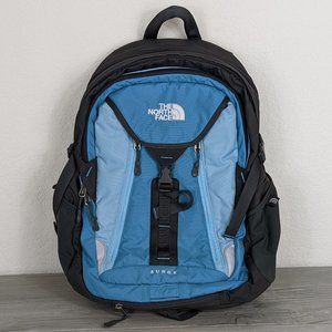 The North Face SURGE Womens Blue & Grey Laptop Student Commuter Backpack.